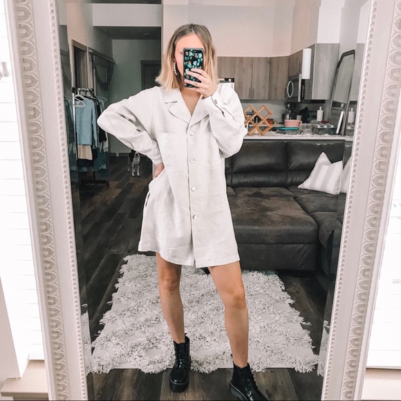 Preview Collection Dresses & Skirts - 100% Linen button up dress beige